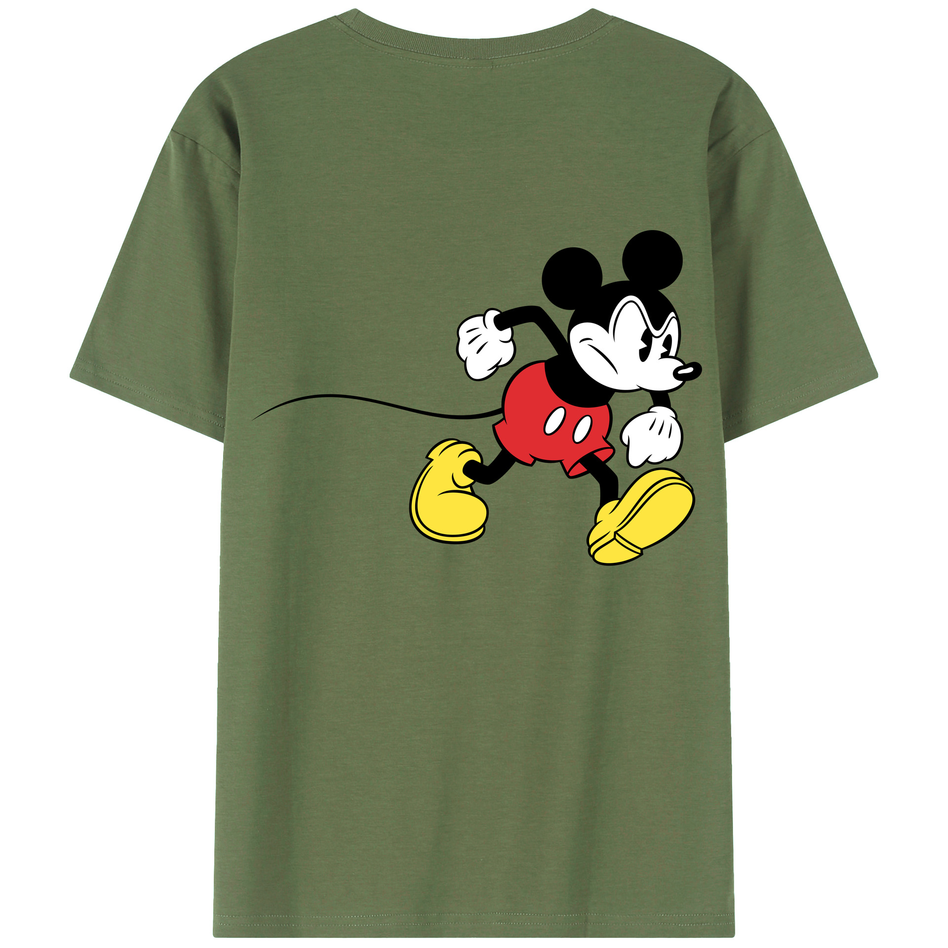 ミッキーマウス Mickey Mouse 綿100％ メンズ半袖Tシャツ（バックプリント） 通気性
